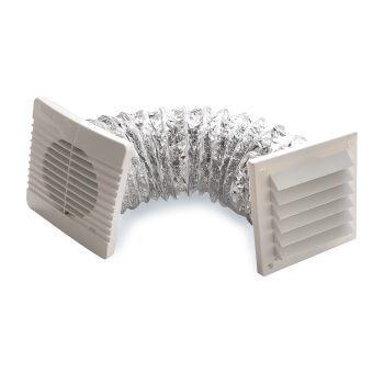 Kit Extractor de Baño Reton 100 con Timer, ducto de aluminio y Celosía Exterior